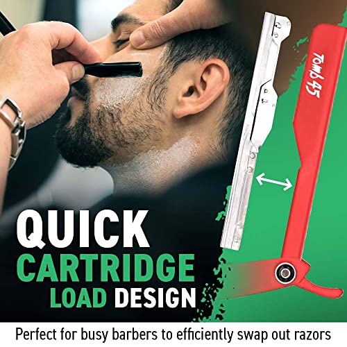 Tomb45 Triple Cartridge Razor Holder | Disposable Razor Safety Handle For Barbers | 100% Metal Grip & 3 Adjustable Blade Exposure Options For Shaving | Men's Straight Edge Razors Manual Shaver