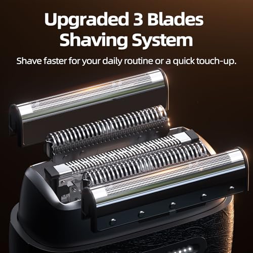 Electric Razor for Men: Foil Shaver with 3D Floating Blades - IPX7 Waterproof Electric Shavers for Men Face, USB-C Fast Charge & Travel Lock, Compact Face Shaver for Men