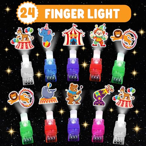 72 PCS Carnival Party Favors ? 48 PCS Luminous Tattoos & 24 PCS LED Finger Lights Combo ? Birthday Goodie Bag Fillers, Party Supplies, Gifts Light Up Toys Glow In The Dark for Boys and Girls