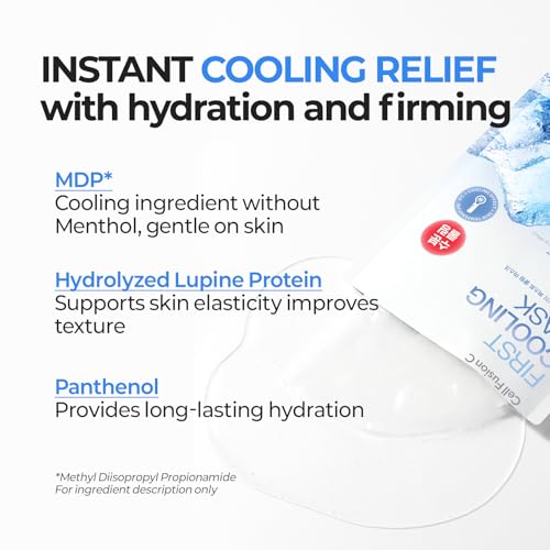 Cell Fusion C Post Alpha First Cooling Mask 5ea with Glacial Water & Panthenol, Hydrating and Plumping Korean Sheet Mask for Sensitive, Dry Skin
