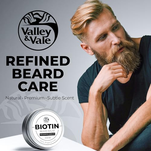 Biotin Beard Balm for Men ? Made in USA ? Beard Growth & Moisturizer with Castor Oil & Jojoba Oil ? Organic Styling Wax for Thickening & Softening ? Mustache Conditioner