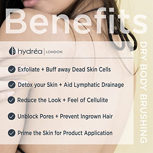 Hydr?a London Round Natural Body Brush with Mane/Cactus Bristle for Dry Brushing to Exfoliate, Remove Dead Skin, Cellulite and Aid Lymphatic Drainage.