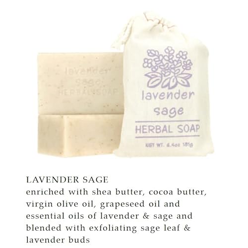 Greenwich Bay Trading Co. Herbal Bar Soap Set, 6 Scents, 6.4 Oz Each - Lemon Thyme, Lavender Sage, Vanilla Bourbon, Tobacco Flower, Honey Chamomile, Rose Petals