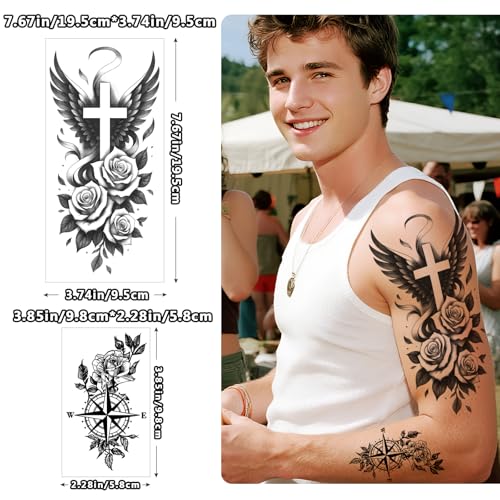 Flowers Temporary Tattoos Adult,92 Sheets Body Art Fake Tattoos Stickers,Rose Tattoos Temporary Realistic for Women Waterproof Long-Lasting