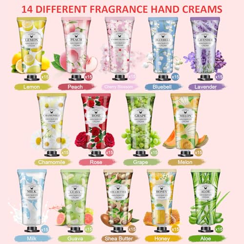 VESPRO 210 Pack Moisturizing Hand Cream Gifts Set, Easter Basket Stuffers, Hand Lotion Travel Size for Dry Cracked Hands, Bulk Hand Lotion for Teacher Gifts, Mom Gifts, Bridesmaid Gifts, Small Gifts