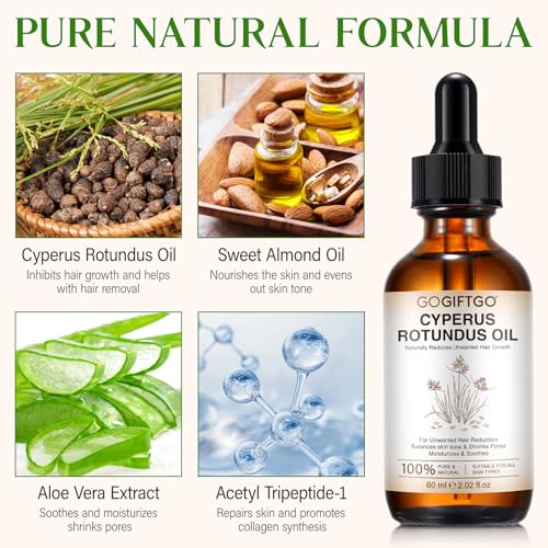 Cyperus Rotundus Oil,Cyprus Rotundus Oil for Hair Removal,Cyperus Oi-l Natural, Soothing and Gentle,Reducing Body Hair Growth,Smooth Skin & Hair Removal,60ml (1pcs)
