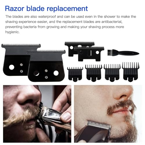 Durable Replacement 2PCs T Blade Fit for Andis T Outliner Trimmer Andis GTX Trimmer, Blade Fit for Andis #04710 and Andis #04521 (Black)