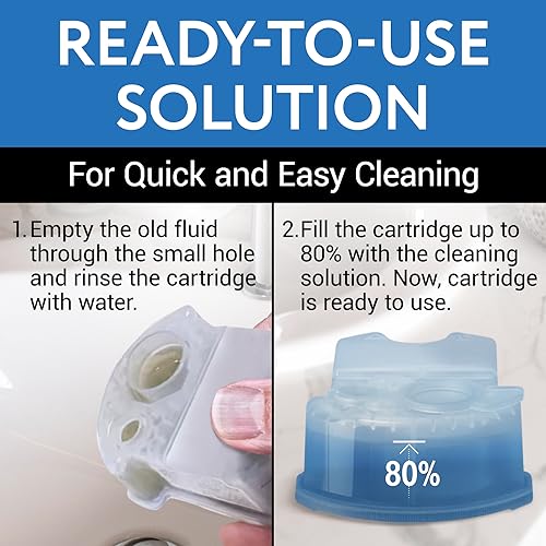 IMPRESA Shaver & Razor Cleaning Solution - 34 Fl Oz Liquid Refill - Compatible with Braun Clean & Renew Series 3, 7 & 9 Cartridges - Scent-Free Shaver Cleaning Liquid