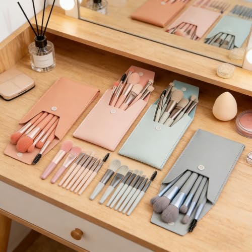 24 Sets Travel Makeup Brush Set Bridesmaid Gift Face Make Up Brushes Angled Blush Brush Foundation Brush with Travel Makeup Bag for Wedding Bridal Gift
