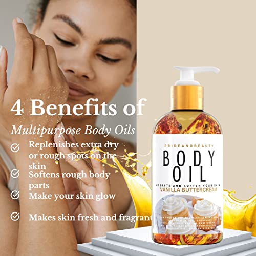 PrideandBeauty After Shower Oil. Skin Hydrating Oil. Body Oil Scented. Body Oils For Women Dry Skin. (Vanilla Buttercream)
