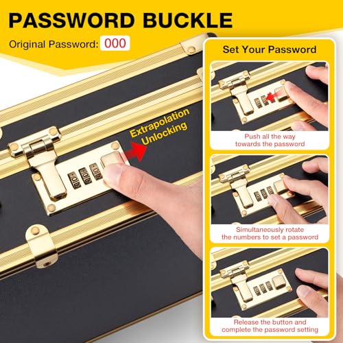 Noverlife Upgraded Large Barber Travel Briefcase, 22x11x5in Portable Barber Carrying Suitcase Salon Case with Code Lock, Gold Barbershop Travel Case Hairdresser Tool Storage Organizer Box for Clipper