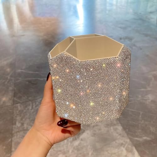 Bling Design Makeup Brush Holder Organizer,360¡Æ Rotating Glitter Rhinestones Cosmetics Storage with 5 Slot Large Capacity Makeup Brushes Cup Pen Holder for Vanity,Bathroom Countertops