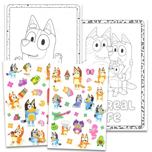 Bluey Temporary Tattoos Party Pack - Bundle with 50+ Temporary Tattoos and Coloring Book with Activity Pages, Games, More | Bluey Party Supplies