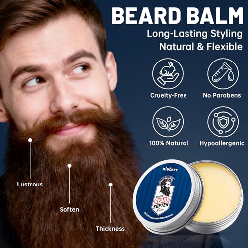 Beard Kit for Men 5PCS - Beard Growth & Grooming Set with Shampoo, Conditioner, Oil, Spray & Balm - Moisturises & Smoothes Beard, Tames Frizz - Perfect Beard Kit for Men, Dad, Boyfriend, Husband