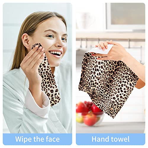 Wash Cloth Set Animal Leopard Cheetah Print(20d1) - Pack of 6, Cotton Face Cloths, Highly Absorbent and Soft Feel Fingertip Towels