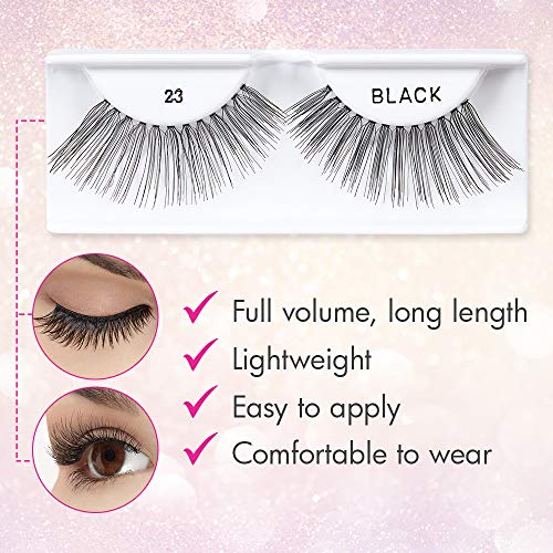 Andrea Strip Lashes Style 23 ? Black Natural False Eyelashes, Lightweight Reusable Lash Strips, 4 Pair