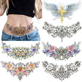 POSTA 6 Sheets Chest Large Temporary Tattoo for Women, Abdomen Waist Back Fake Tattoos for Adults, Realistic Moth Flowers Tattoo Stickers, Body Scar Cover Belly Tattoos