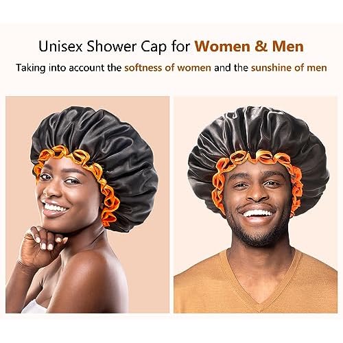 mikimini Extra Large Black Shower Cap + Mystery Shower Caps with Brown Lace
