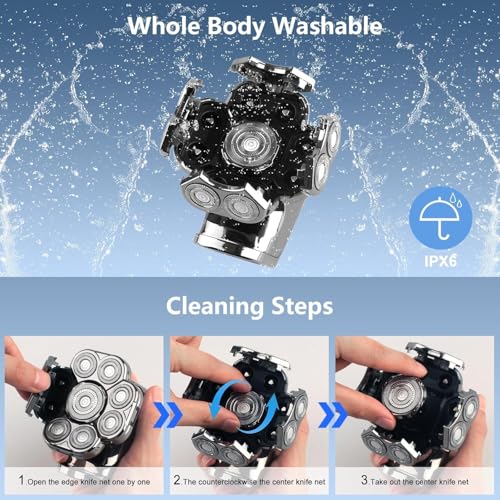 9D Head Shavers for Bald Men, 5-in-1 Electric Razor, Cordless Rechargeable Waterproof Wet/Dry Shaving Grooming Kit for Balder with Nose Trimmer, Massager, LED Smart Display, Gift for Husband Dad