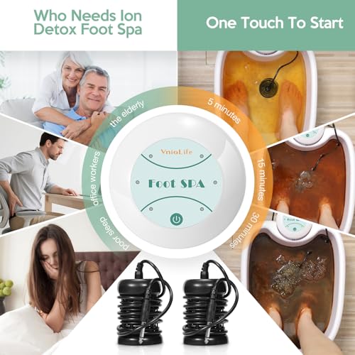 Ionic Foot Bath Detox Machine with Bag, Portable Foot Detox Machine, Ionic Foot Spa Ion Cleanse for Home Beauty Salon Spa with Arrays, 100 Liners