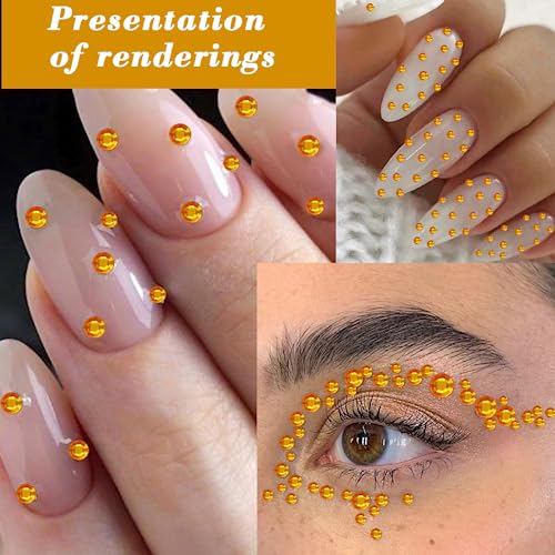 Rhinestone Gems Stickers - Self Adhesive Bling Rhinestones for Hair, Face, Body - Temporary Tattoo 3/4/5/6mm (Golden Yellow)