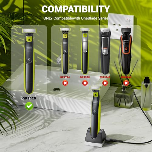 Charger Dock Compatible with Philips Norelco Oneblade QP2520, 4.3V Charging Base Stand for One Blade Hybrid Electric Trimmer and Shaver Power Cord Adapter Supply Black