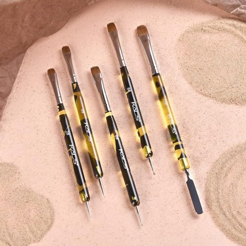 KADS Kolinsky Sable Brush 2 Way Acrylic Professional French Manicure Clean-up Brush Nail Art Brush Nail Dotting Pen (2#-10#(5 Pcs))
