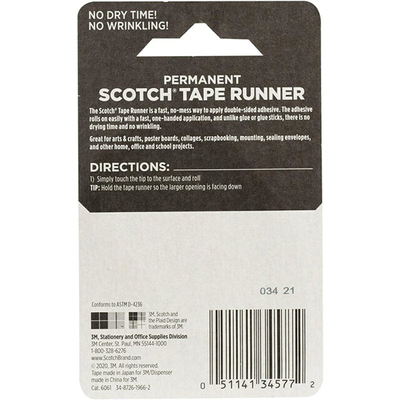 Double Sided Adhesive Roller 0.27 in x 26 ft Micro Dot Pattern 2 Pack