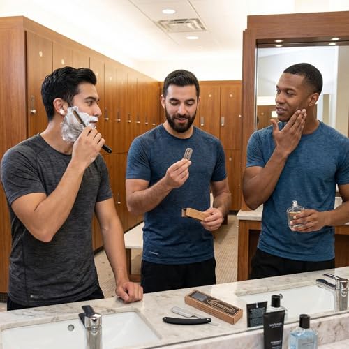 1 Set Razor for Men, Straight Safety Razor with 10 Razor Blades for Men, Single Blade Face Razor for Grooming (Black & Silver)
