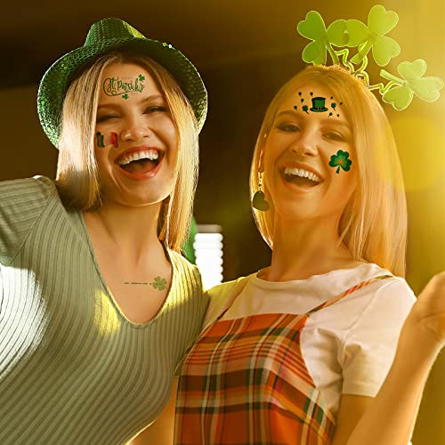 Zomme 32 Sheets 240+ PCS St Patricks Day Tattoos, Include Two Different Sizes Unique Shamrock Tattoos, St. Patrick's Day Tattoos Stickers Green Lucky Clover Temporary Tattoos for Irish Party