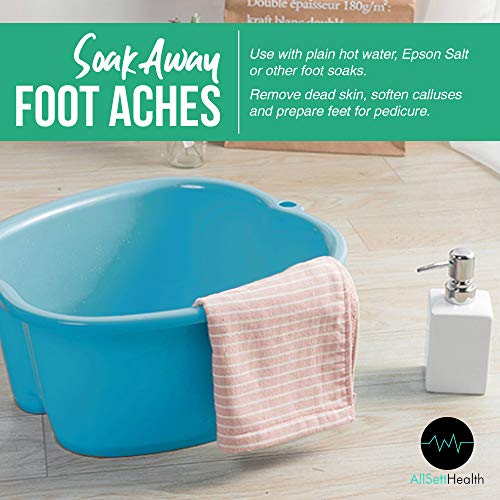 AllSett Health Foot Soaking Bath Basin ? Large Size for Soaking Feet | Pedicure and Massager Tub for at Home Spa Treatment | Callus, Fungus, Dead Skin Remover, Blue