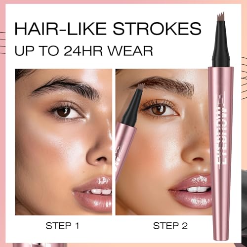 New Four-Tip Microblading Eyebrow Pen - Waterproof Long-Lasting Smudge-Proof, Natural Looking Fine Stroke, Perfect for Women's Perfect Brows and Defined Eye Eyebrow Makeup