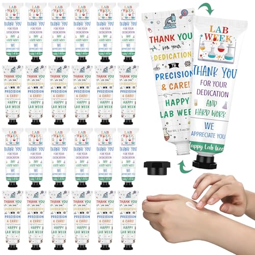 Loopeer 24pcs Lab Week Gifts Bulk Hand Cream Set Medical Laboratory Week Gifts for Medical Laboratory Science Scientist Nurse Doctor Dry Cracked Hands Moisturizing Travel Size
