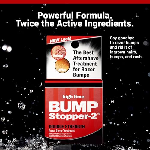 High Time Bump Stopper 2 Double Strength Ingrown Hair Cream | Aftershave Lotion for Men and Women | Razor Bump Balm | 0.5 OZ (6 Pack)