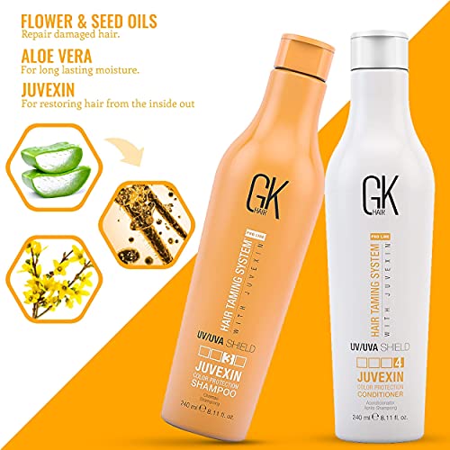 Global Keratin GK HAIR Shield Shampoo and Conditioner Duo (240ml/ 8.11 fl. oz) |Leave in Conditioner Cream 130ml