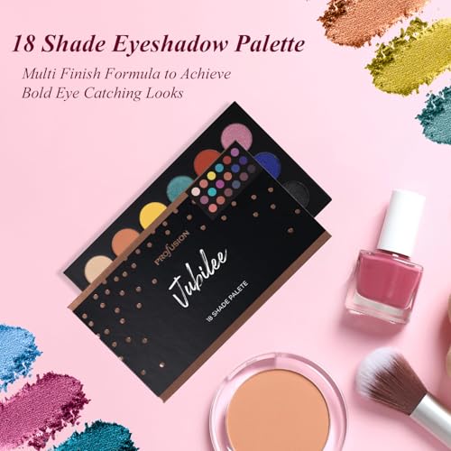 Profusion Cosmetics Jubilee 18-Shade Eyeshadow Palette ? Highly Pigmented with Multi-Finish Formula, Neutral Blendable Tones for Vibrant Day-to-Night Looks