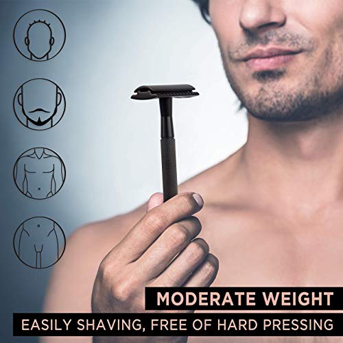 Black Razors for Men or Women+100 Counts Safety Razor Blades