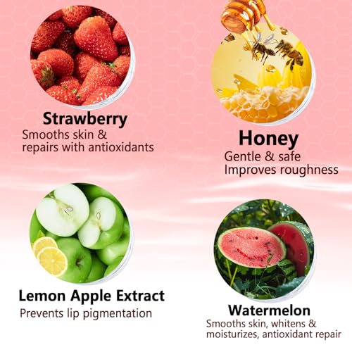 Bee Lip Balm Honey Pot, 4pcs Propolis Lip Mask Overnight Moisturizing Fruity Lip Balm with Stick, Hydrating Prevention Dry and Cracked Lip Scrubs Exfoliator Lip Care