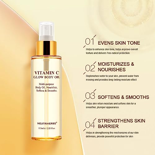 Neutriherbs Body Rosehip Oil for Dry Skin, Moisturizer/Hydrating/Glow/Brightening/Body Massage rosehip seed Oil for All Skin Types 115 ml / 3.88 oz