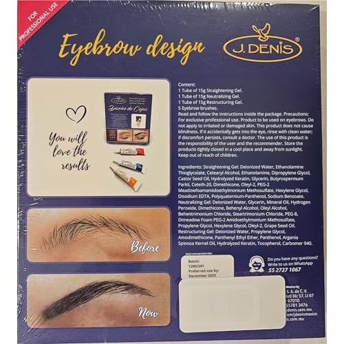 J. Denis Eyebrow Design Kit - Eyebrow Makeup Kit - Natural - 4 Brushes - 30 Applications