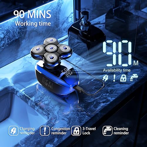 Blade & Stone¢ç Head Shaver for Men HS505-BB | Diamond-S-Blade¢ç | MIMO Net Technology for Superior Skin Comfort | 8500 RPM Durable Motor, USB-C Rechargeable - Big Blue