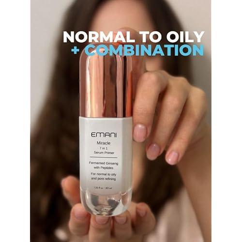 Emani Miracle 7-in-1 Primer and Serum for Face with Ginseng, Hyaluronic Acid, Silicone Free for Sensitive Skin, Pore-Minimizing, Brightening, Smoothing Makeup Base