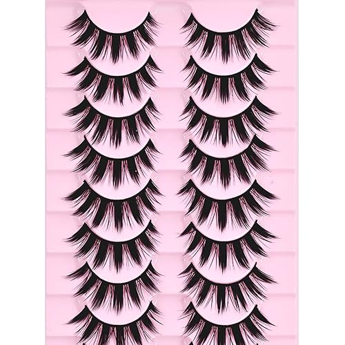 10 Pairs Manga Lashes Anime Cosplay Lashes Spiky Manga Style Lashes Janpanese 16mm Extension Natural Manhua Doll Eye Lashes Halloween/Party Makeup Look by AUGENLI (A3)