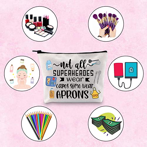 TSOTMO Lunch Lady Gift Not All Superheroes Wear Capes Some Wear Aprons Cafeteria Worker Zipper Pouch Makeup Bag (Wear aprons)