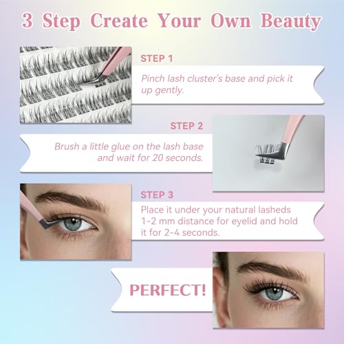 Natural Look Lash Clusters Wispy: Gekinye Individual Lashes 120 Pcs DIY Eyelash Extensions Natural 10-14mm Cluster Lashes