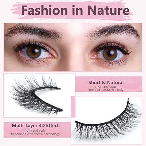 SONAFEEL False Lashes Natural Look Eye Lashes Pack Short Natural Eyelashes Wispy Strip Lashes Small Crisscross Daily Fake Eyelashes Reusable Faux 3d Mink Lashes Pesta?as Postizas Naturales