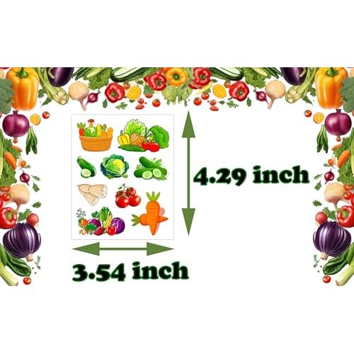 184 Vegetable Tattoos Temporary Stickers - Tomato Corn Potato Party Supplies Decorations Themed Birthday Baby Shower Party Tattoos