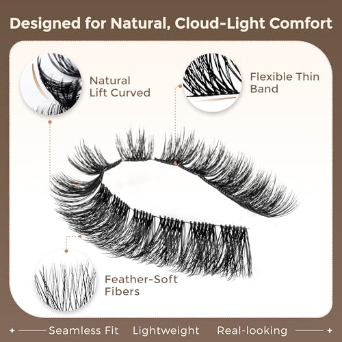 LASHVIEW Lash Extension Kit DIY Lash Clusters Eyelash Extension Kit, 10-16mm NM03 Individual Lashes Kit with Lash Bond and Seal, Lash Tweezers for Self Use