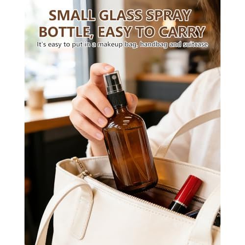 KEYWING 35 Pack Small Amber Glass Spray Bottles for Essential Oils, 4oz Empty Fine Mist Mini Spray Bottles, Refillable Containers for Hair, Travel, Plants, Cleaning, Skin Care