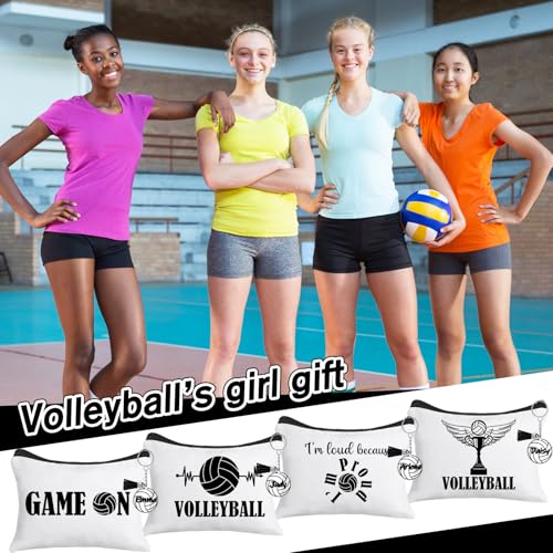 33 Pcs Valentines Day Volleyball Party Favors Include 16 Volleyball Makeup Bag Canvas Cosmetic Bag 16 Acrylic Keychain with a Marker for Birthday Team Lover Gift Filler
